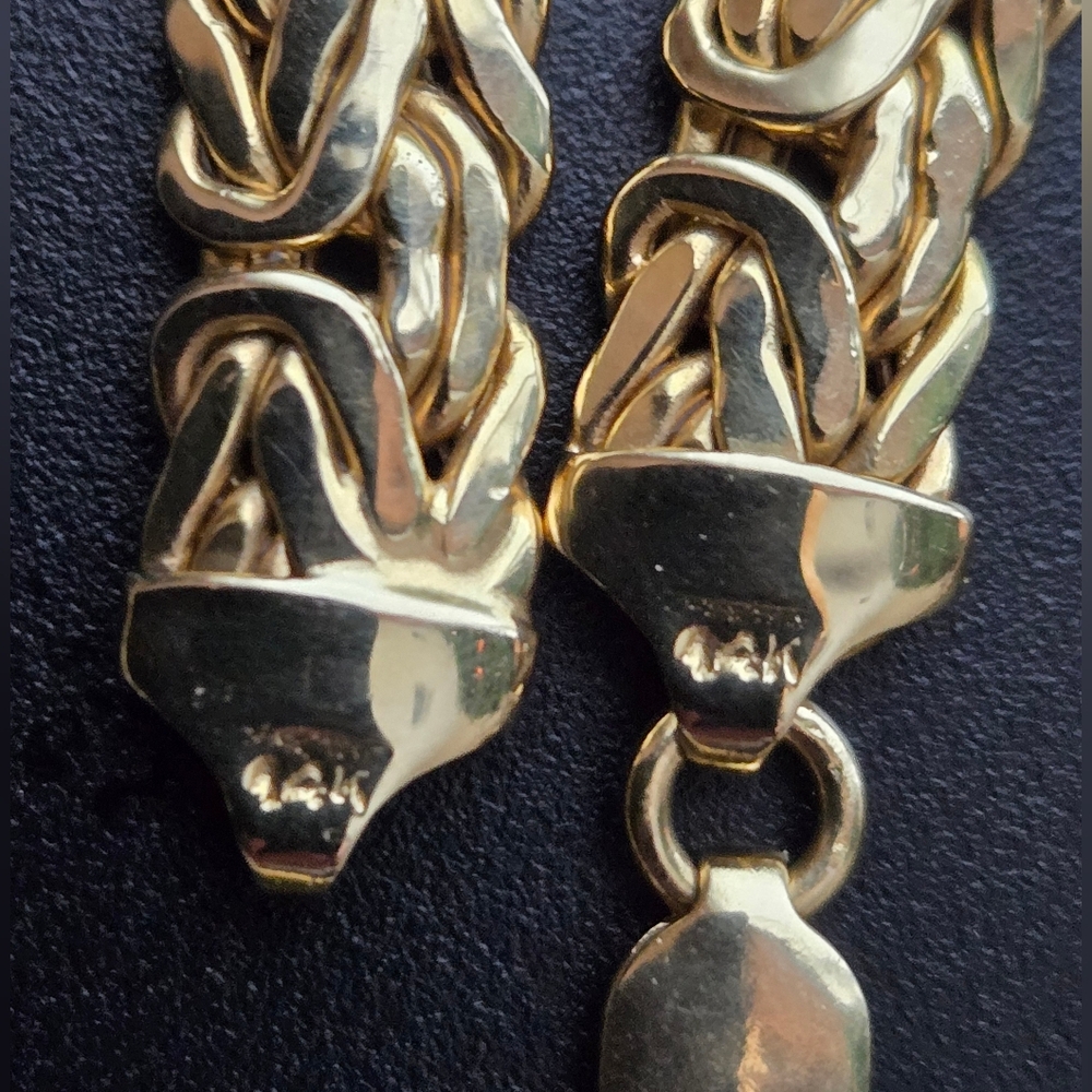 VINTAGE LUXURIOUS 14K YELLOW GOLD BYZANTINE CHAIN NECKLACE 16 INCH LOBSTER CLAW - Picture 12 of 14